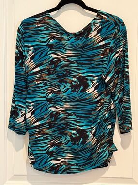Women's Teal Animal-Print Blouse - Stylish Everyday Top
